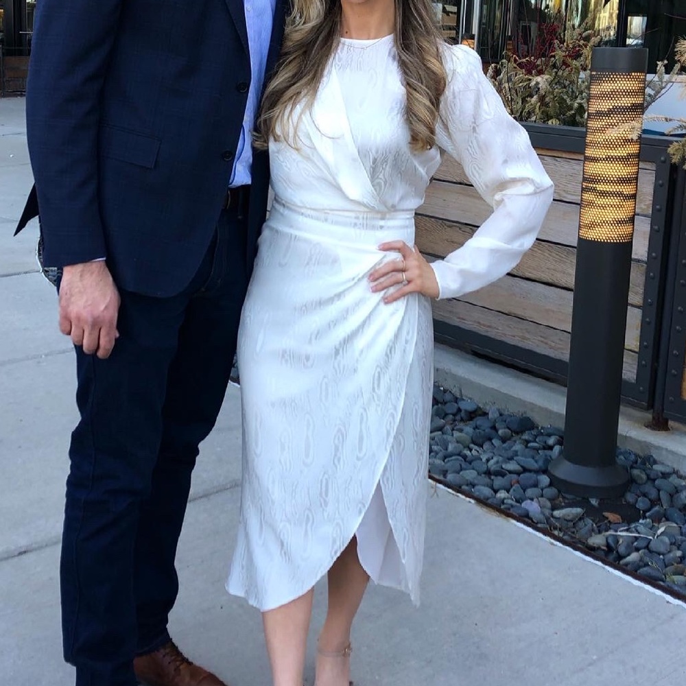 White Ronny Kobo Jade Draped Wrap Dress